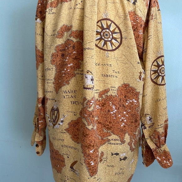 Beautiful Anne Pinkerton Travelers Map Blouse Sz S - Picture 2 of 4